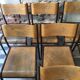 Set of 7 curved back school chairs