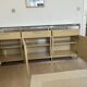 Buffet modulaire laqué champagne et acier chromé, années 80-90