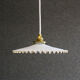 Antique suspension lamp in white and gold painted opaline delivered with cable, socket and brass claw