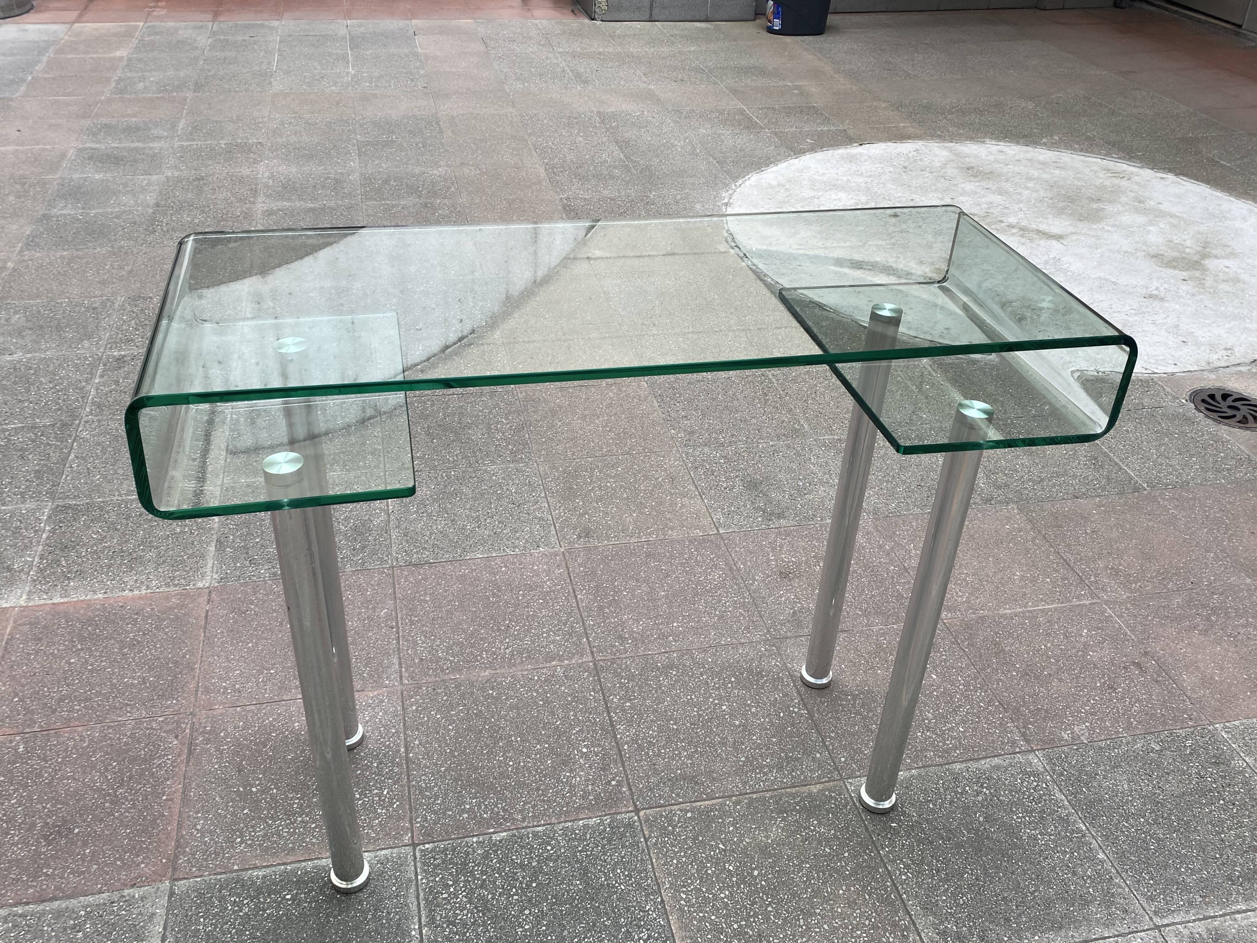 Glass desk - 80s