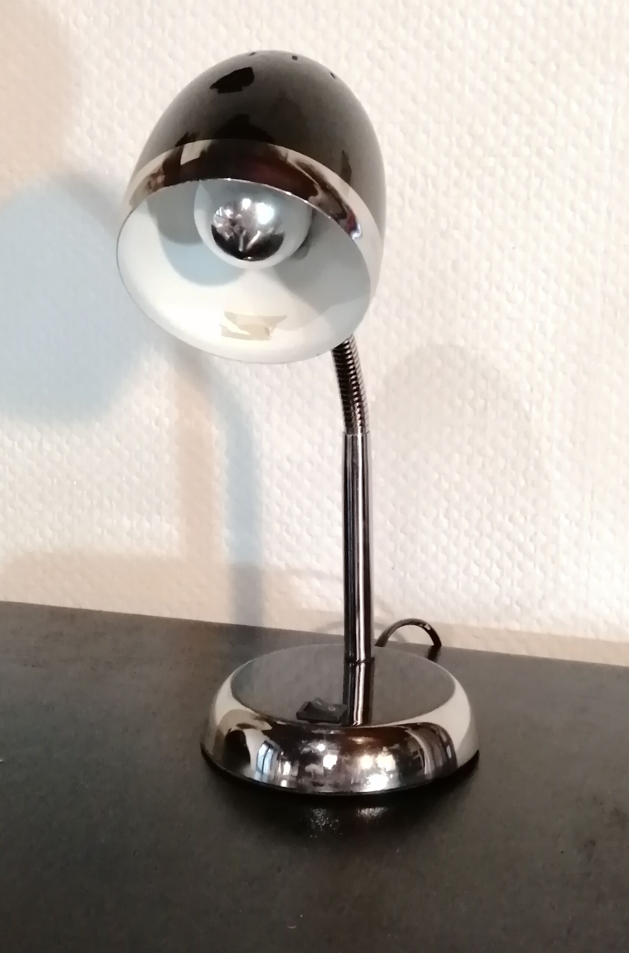 Black and chrome desk lamp in vintage metal