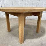 Old round solid oak table from the 1970s