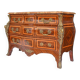 Tomb-shaped commode in Louis XV style with decoration featuring Spanish figures.