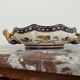 Antique, flat, bowler cup, centerpiece, Gien earthenware, nineteenth century, Renaissance décor