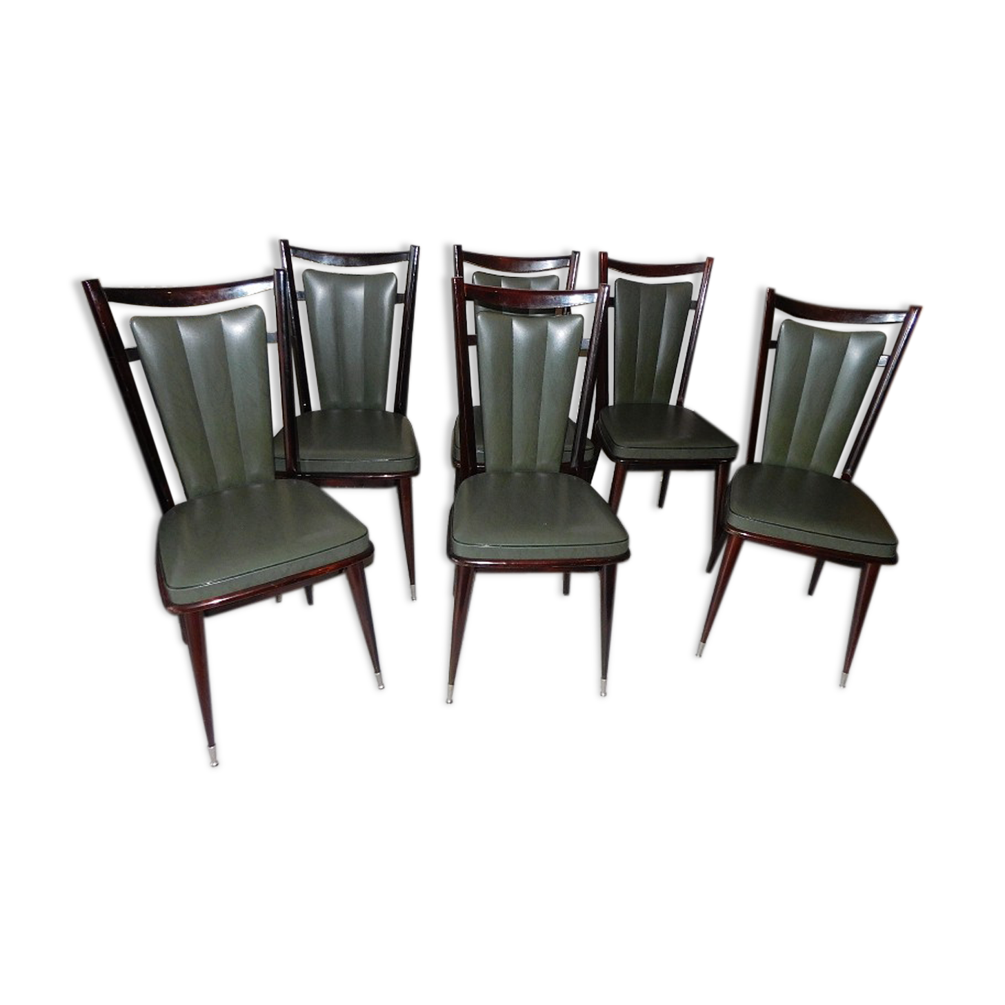 Serie de 6 chaises 1960 en macassar et skyl