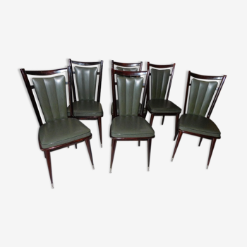 Serie de 6 chaises 1960 en macassar et skyl
