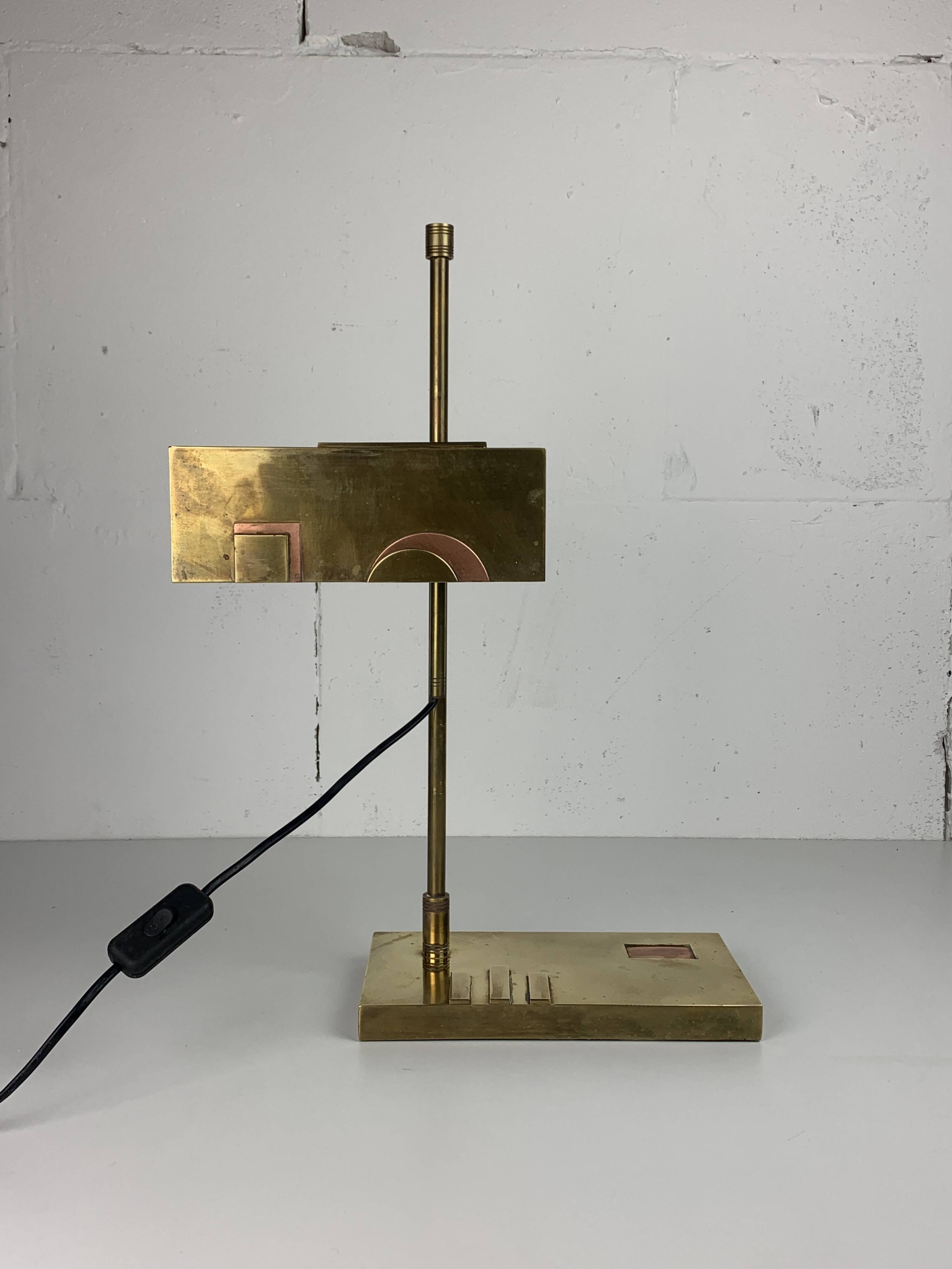 Brass Bauhaus Art Deco architectural Marcel Breuer style desk or table lamp