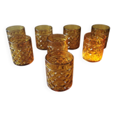 Set of 8 vintage whiskey glasses yellow glass