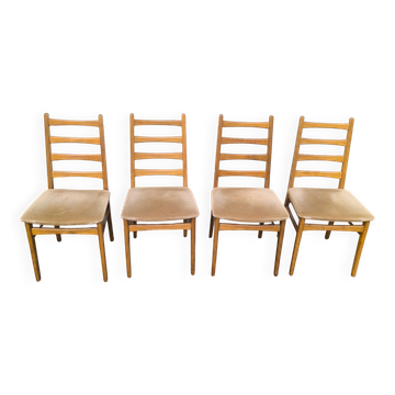 Lot de 4 chaises scandinave bois et tissu