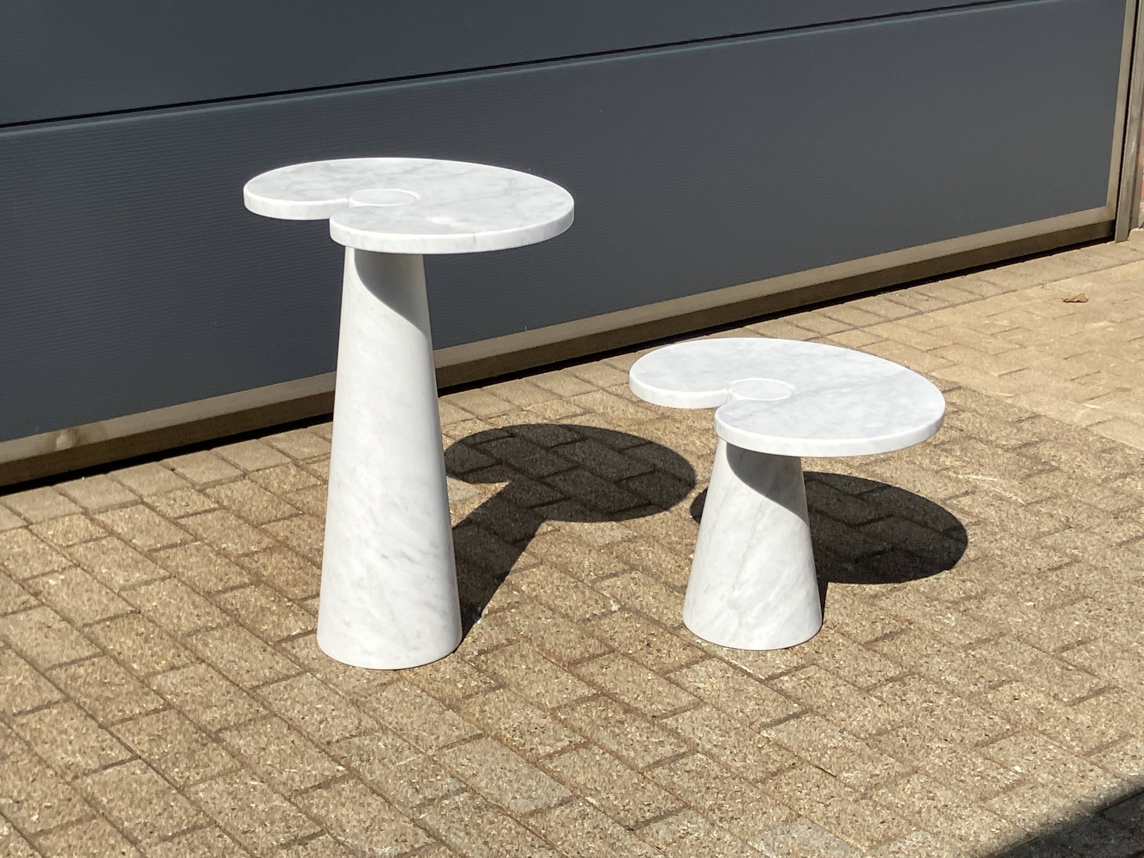 2x Eros Side table Angelo Mangiarotti Carrara marmer Nieuwstaat!