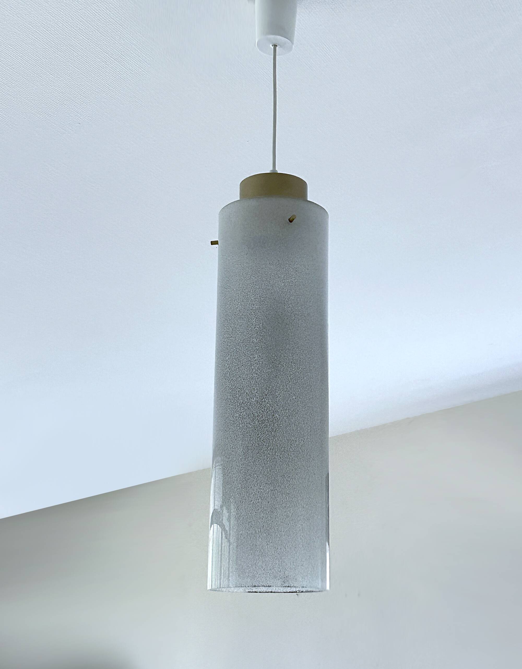 Large vintage glass pendant light, 60s