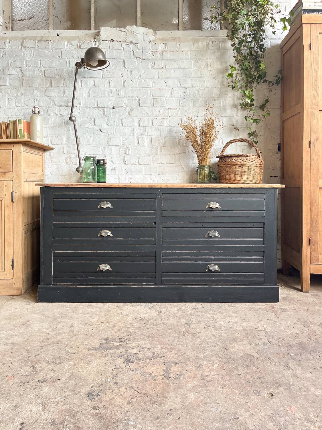 Old trade furniture with black patina