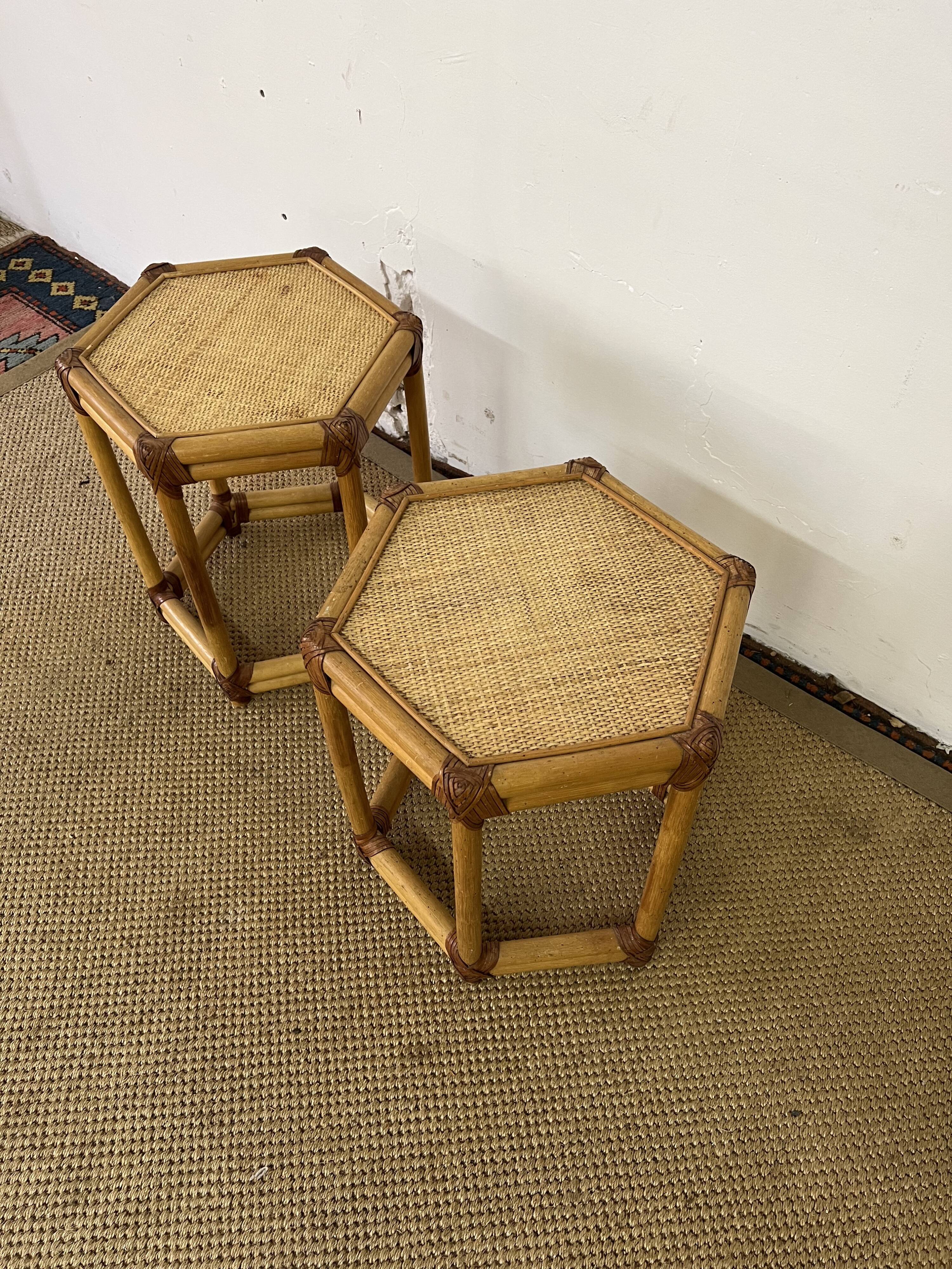 Pair of rattan bedside tables or end tables