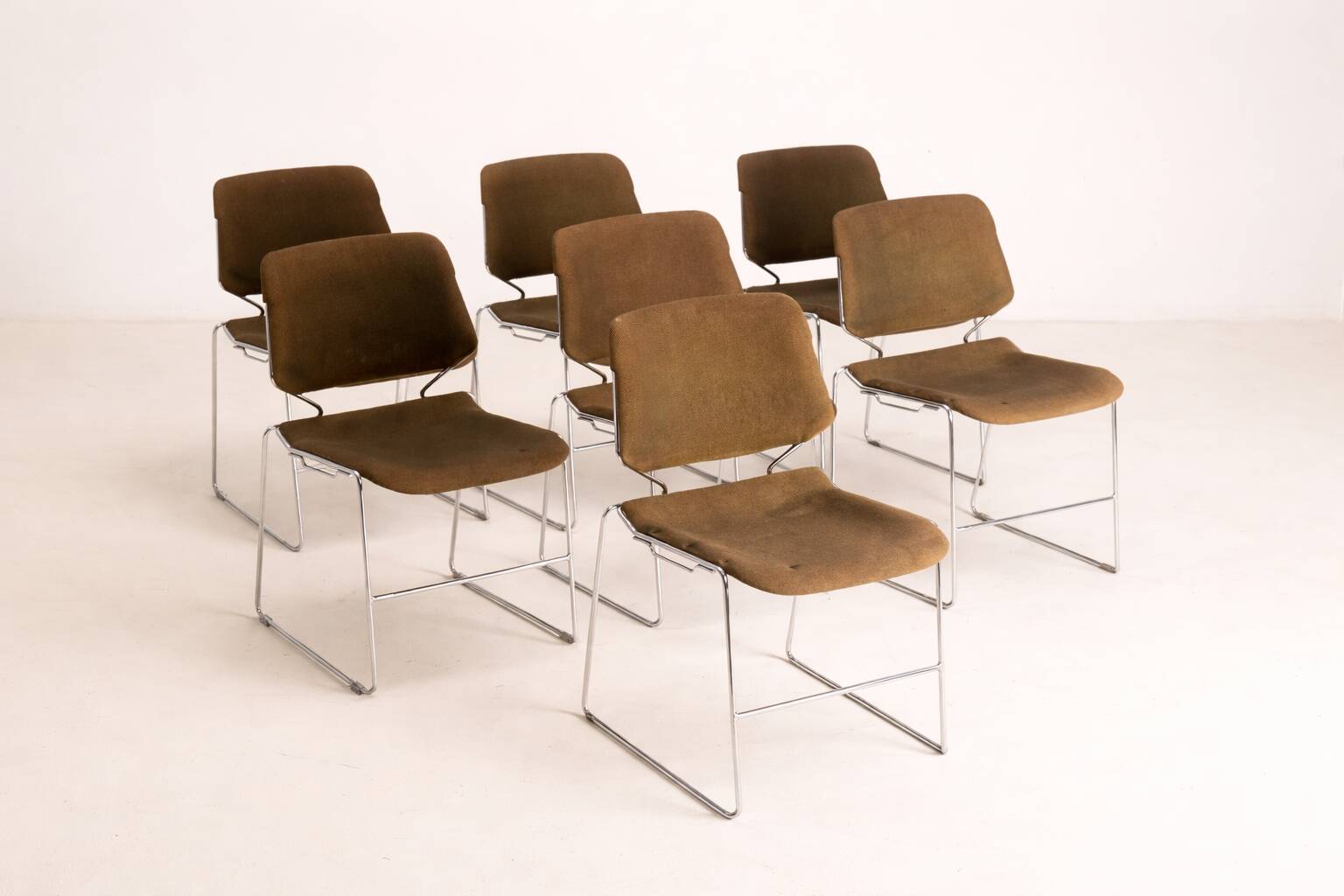 Set of 7 stackable Matrix chairs, Thomas Tolleson, 1970s, USA