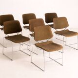 Set of 7 stackable Matrix chairs, Thomas Tolleson, 1970s, USA