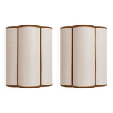 Pair of linen and velvet trim wall lights
