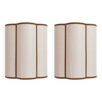 Pair of linen and velvet trim wall lights
