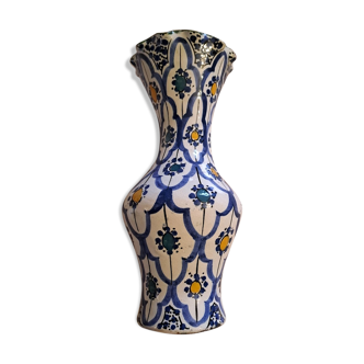 Vase marocain fait main motif floraux par Safi