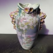 Vase K&G Luneville céramique décor fleurs vintage
