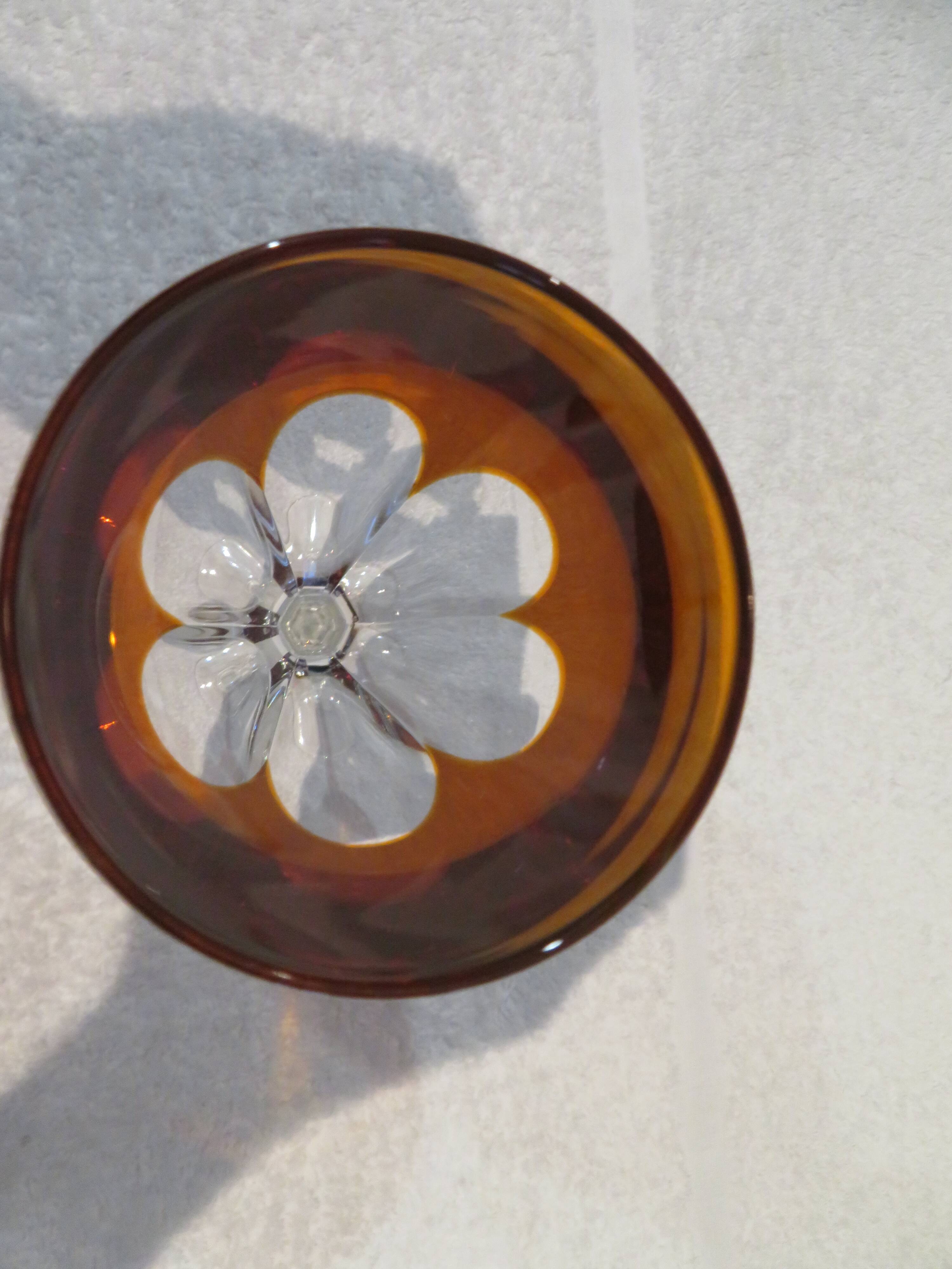 Baccarat crystal wine glass 12cl model Genova lined Amber ground base