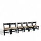 Rare dining set / Italy / 1970s / solid black painted wood / 6 x chair / matching table