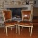 Pair of chairs carts Louis XVI garnish fine leather XIX
