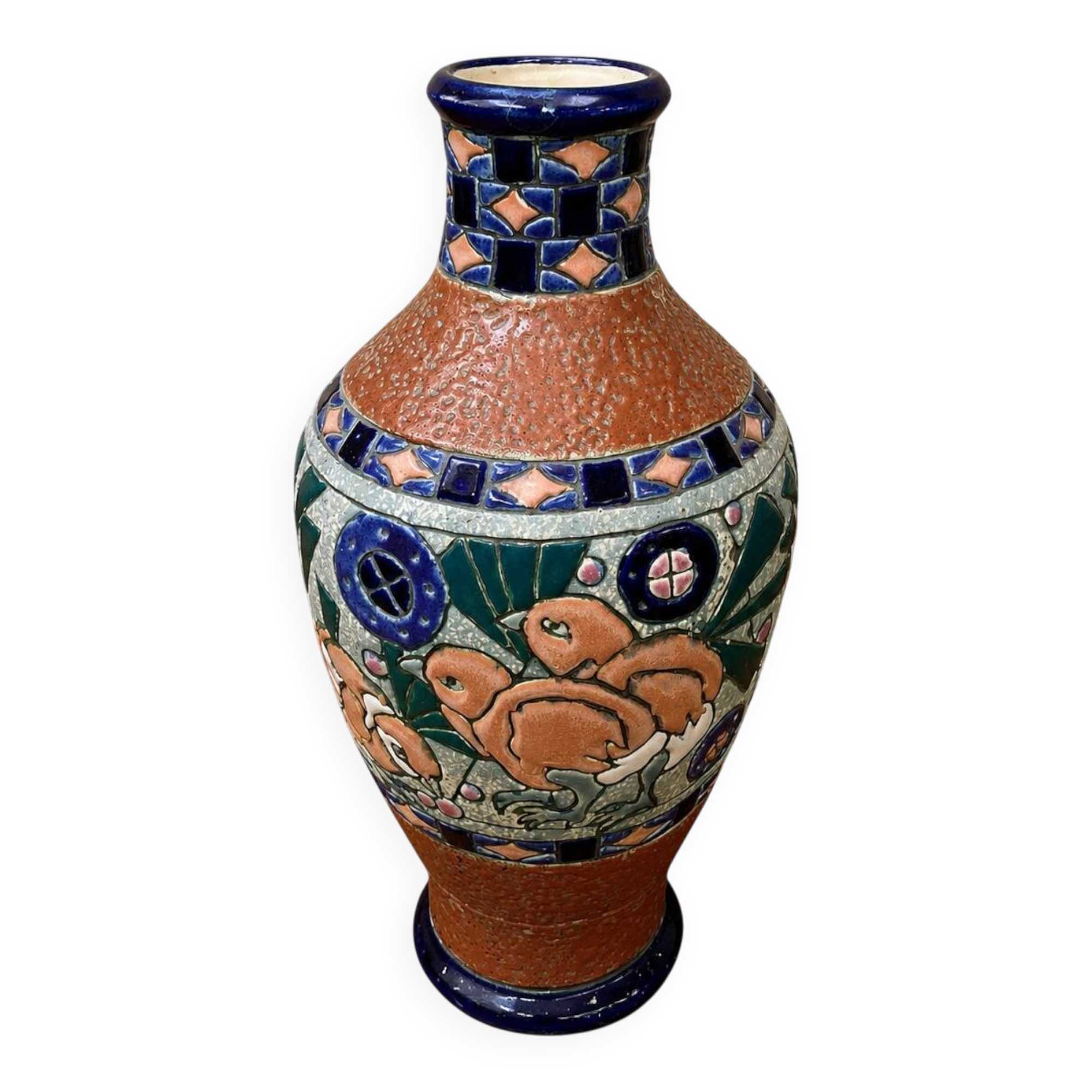 Glazed earthenware vase from the Art Deco period