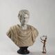 Bust of a Roman emperor in white marble, Italy, 20th century.