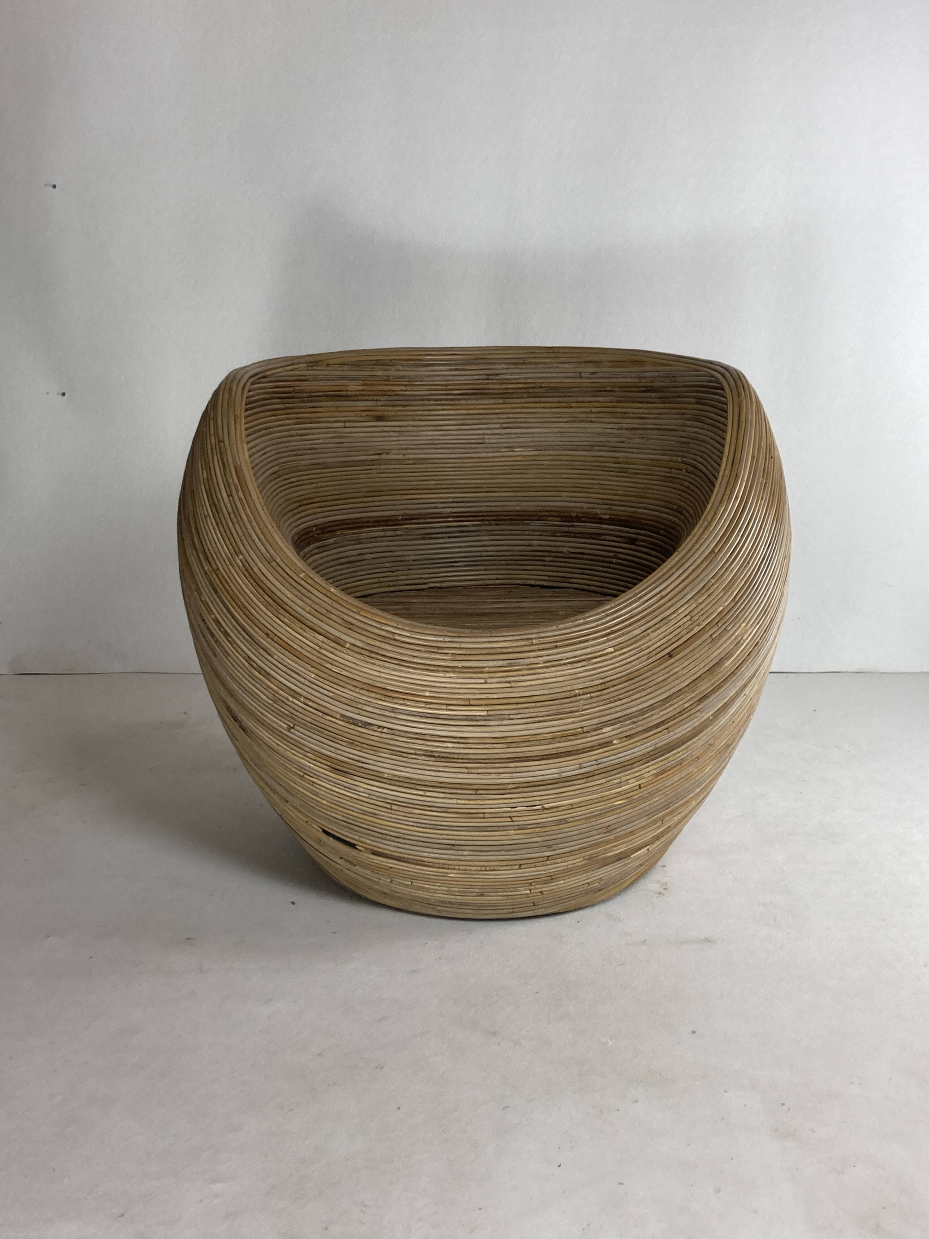 Pencil reed rattan bamboo egg pod chair