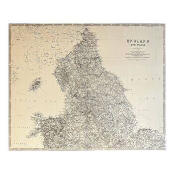 Carte antique du nord de l’Angleterre et du Pays de Galles vers 1869 Keith Johnston Royal Atlas Carte colorée à la main