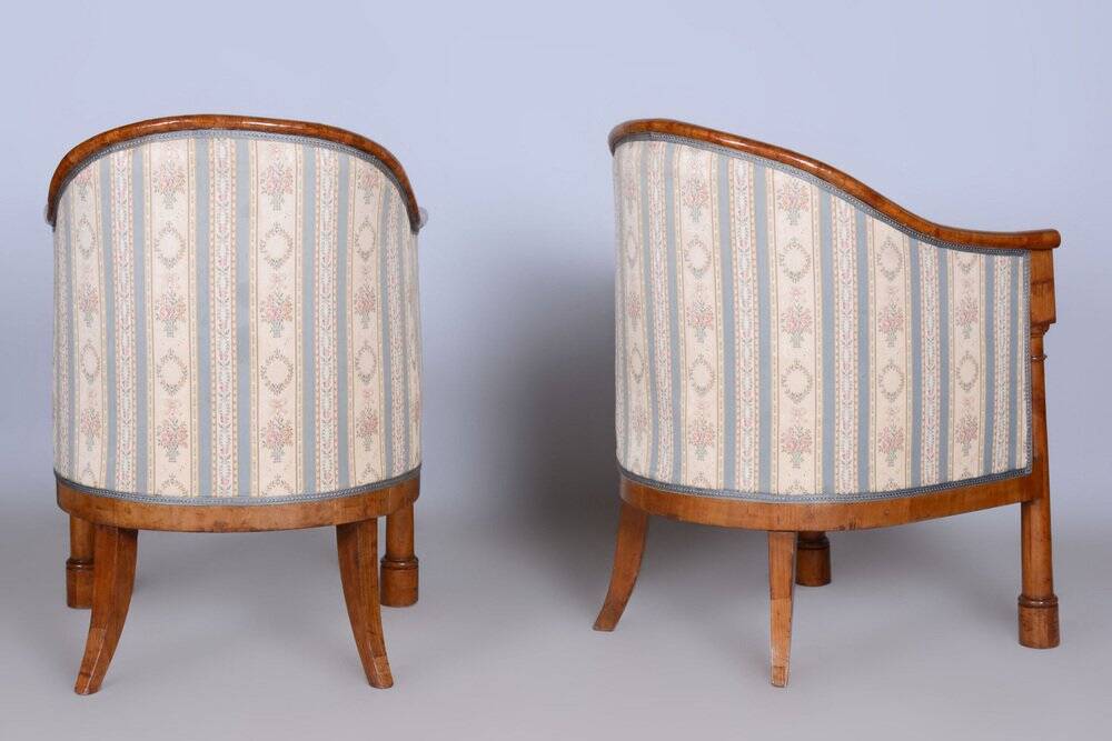 Biedermeier Birch Seating Set, Vienna, Austria, 1830s, Set of 3