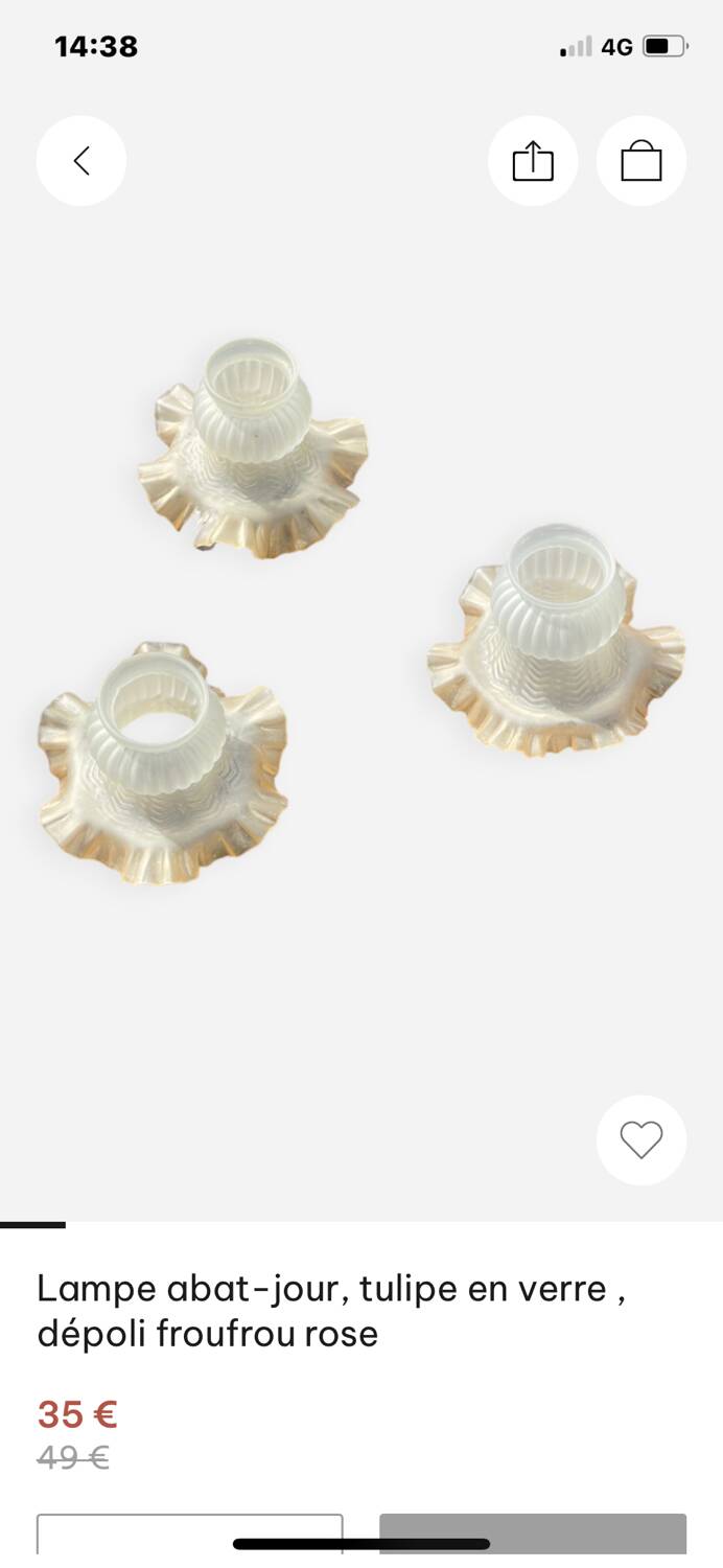 3 tulipes 5 pétales verre satiné anciennes
