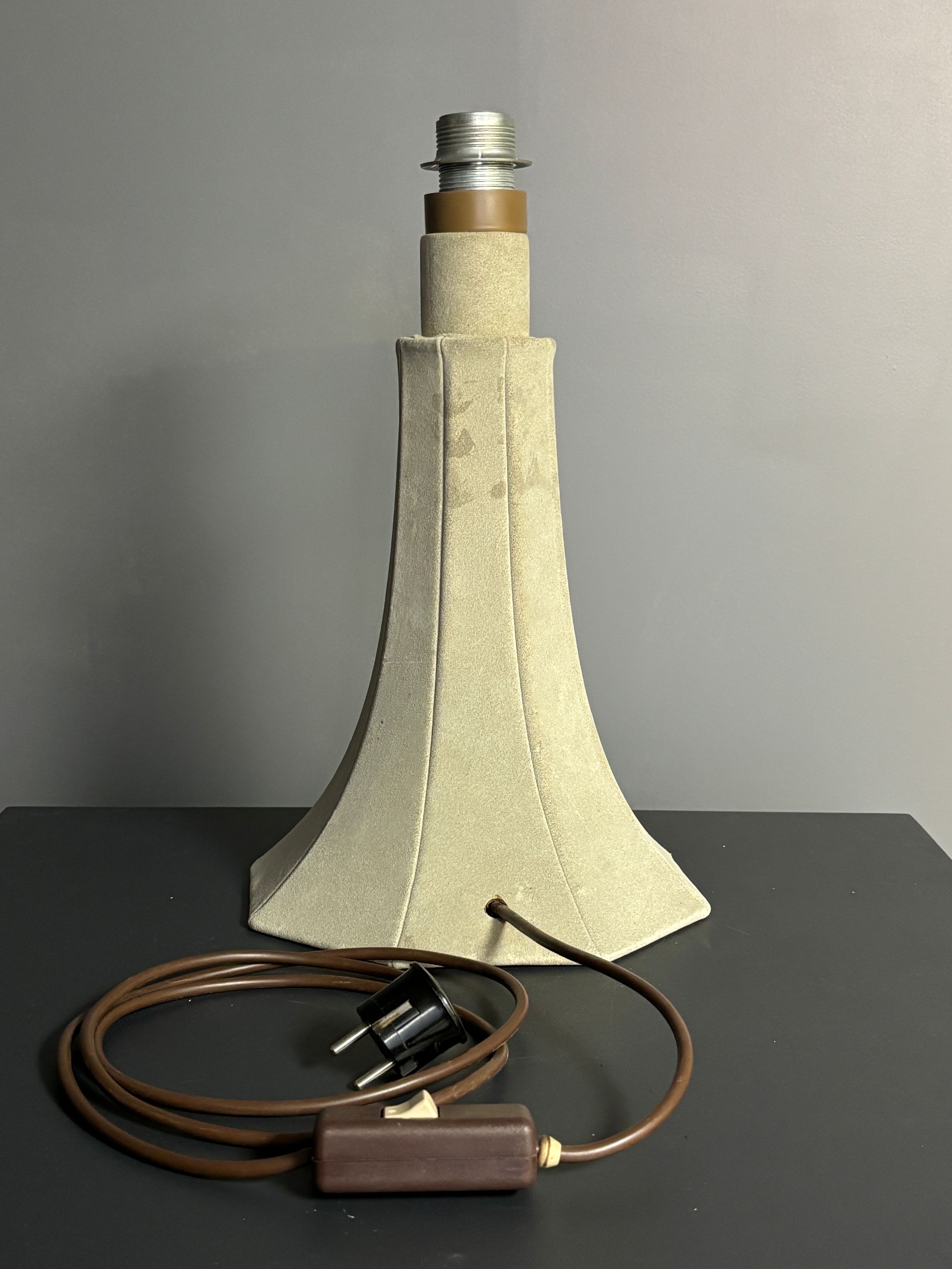 Midcentury suede leather large mushroom table lamp, 1960s-1970s