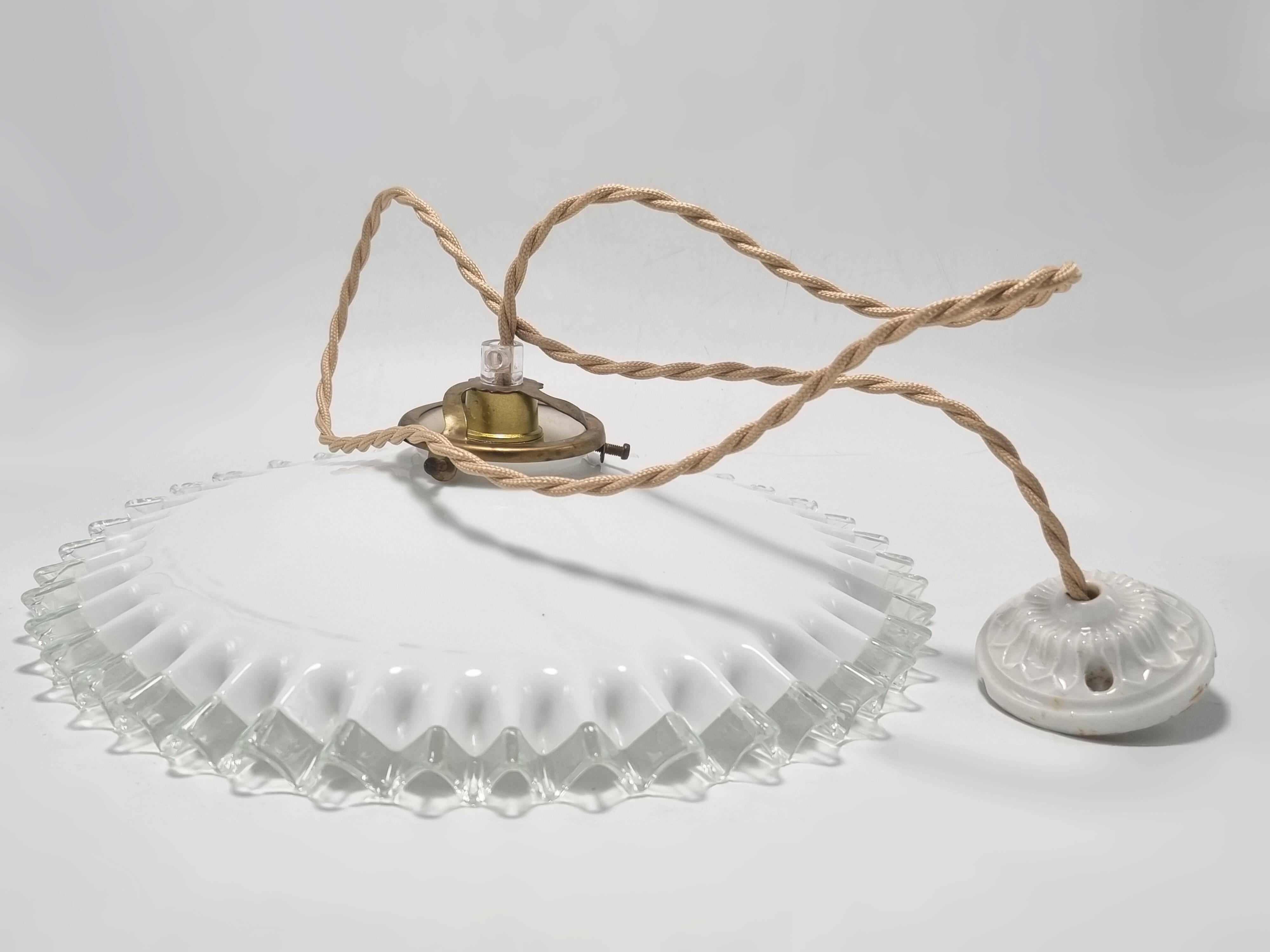 Opaline glass pendant light