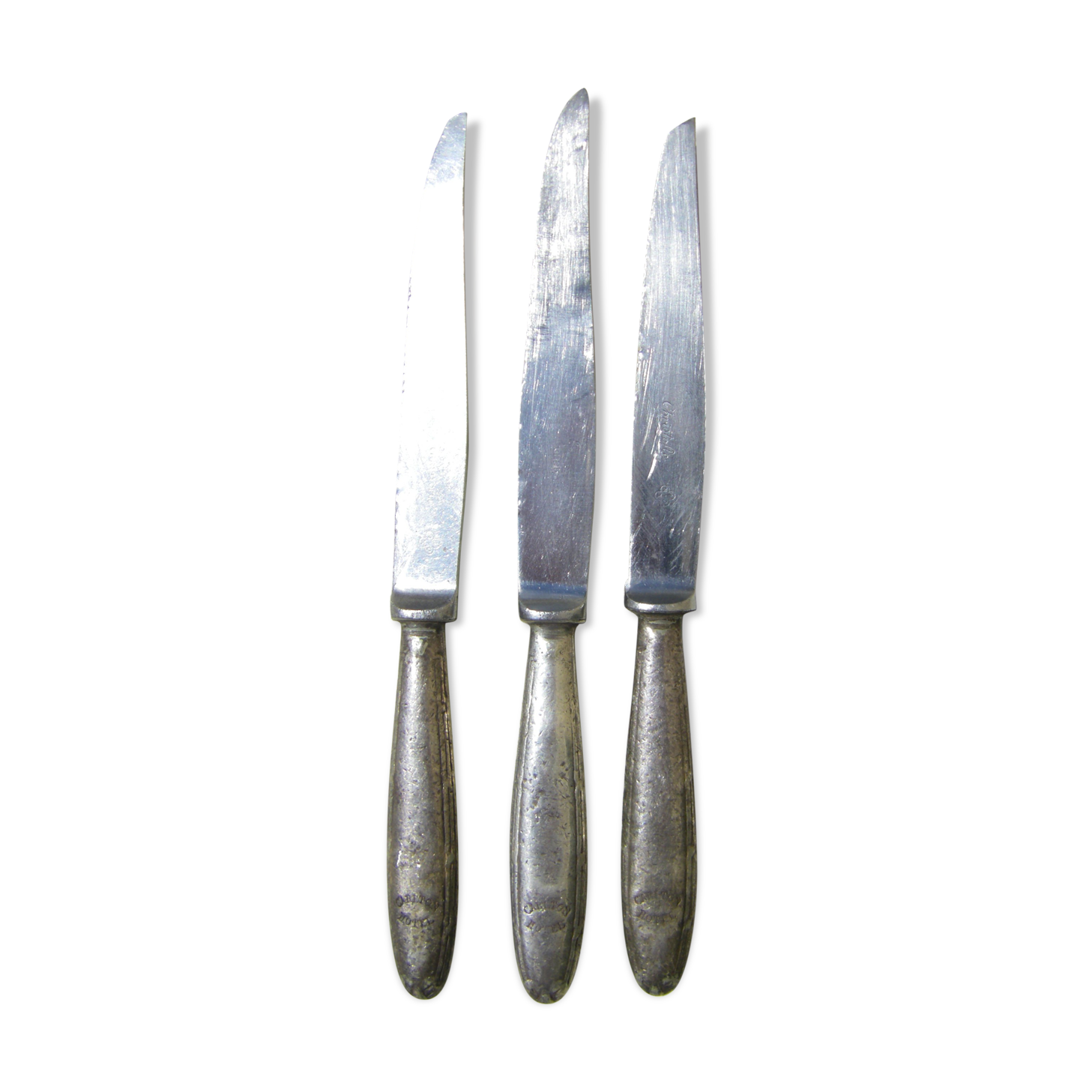 Set of three antique Christofle knives from the Carlton Hotel