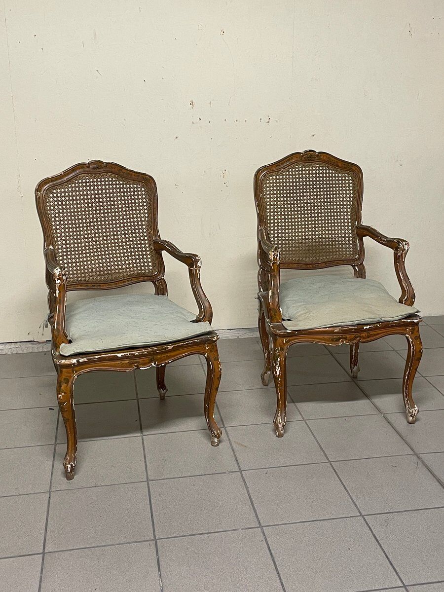 Louis XV armchairs, 18th century, set of 2