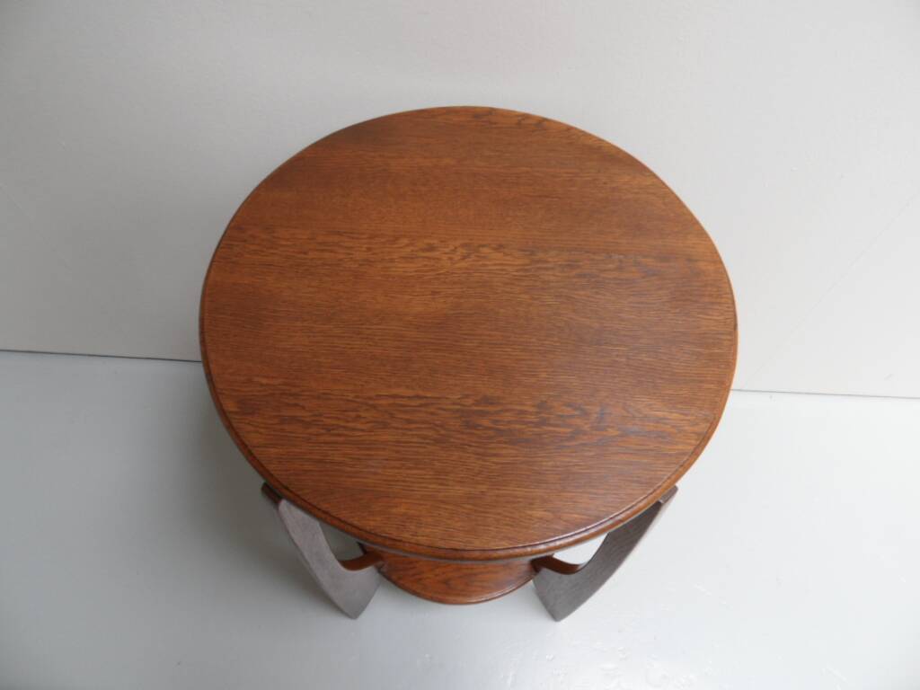 Table d'appoint ronde en chêne Art Déco
