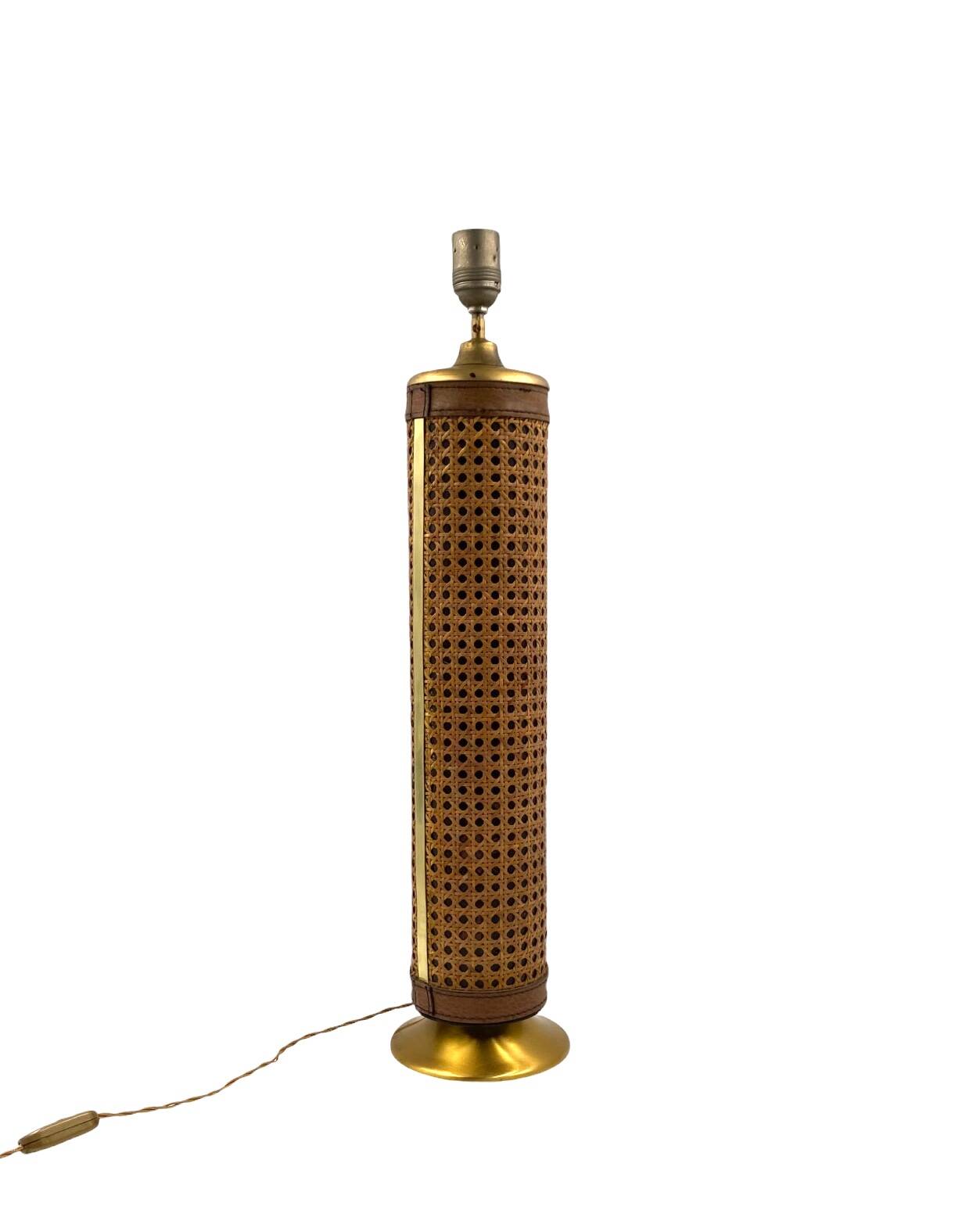 Hollywood regency brass and Vienna straw lamp base, Italy 1970's