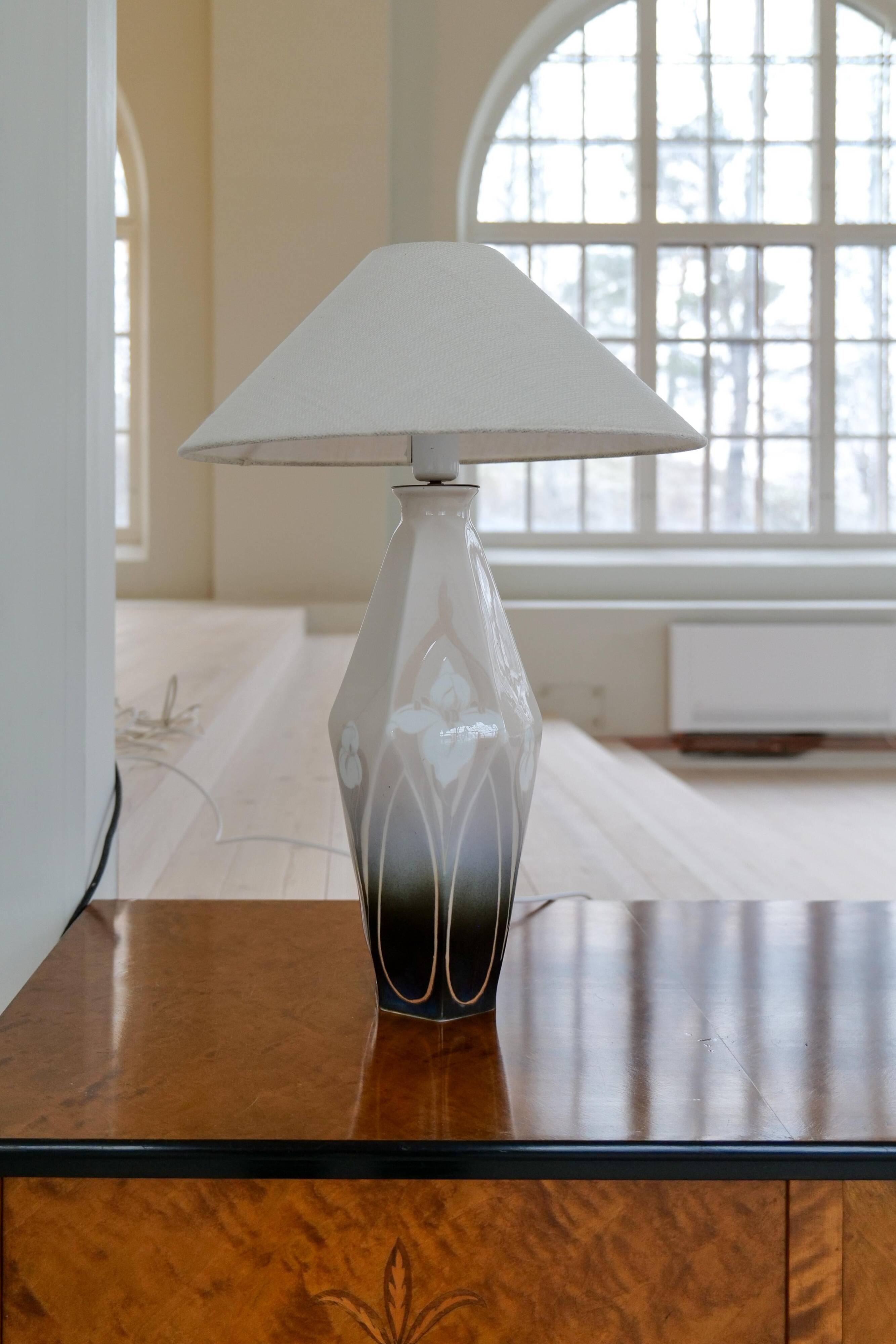 Art Nouveau ceramic table lamp Rörstrand Sweden, 1900