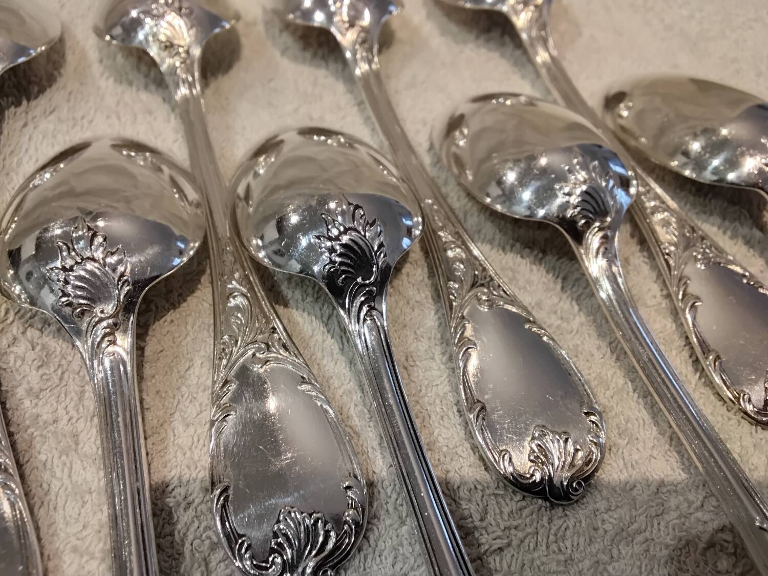 12 silver-plated dessert forks by Christofle Marly, 18.8cm