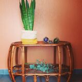 Table basse en rotin vintage