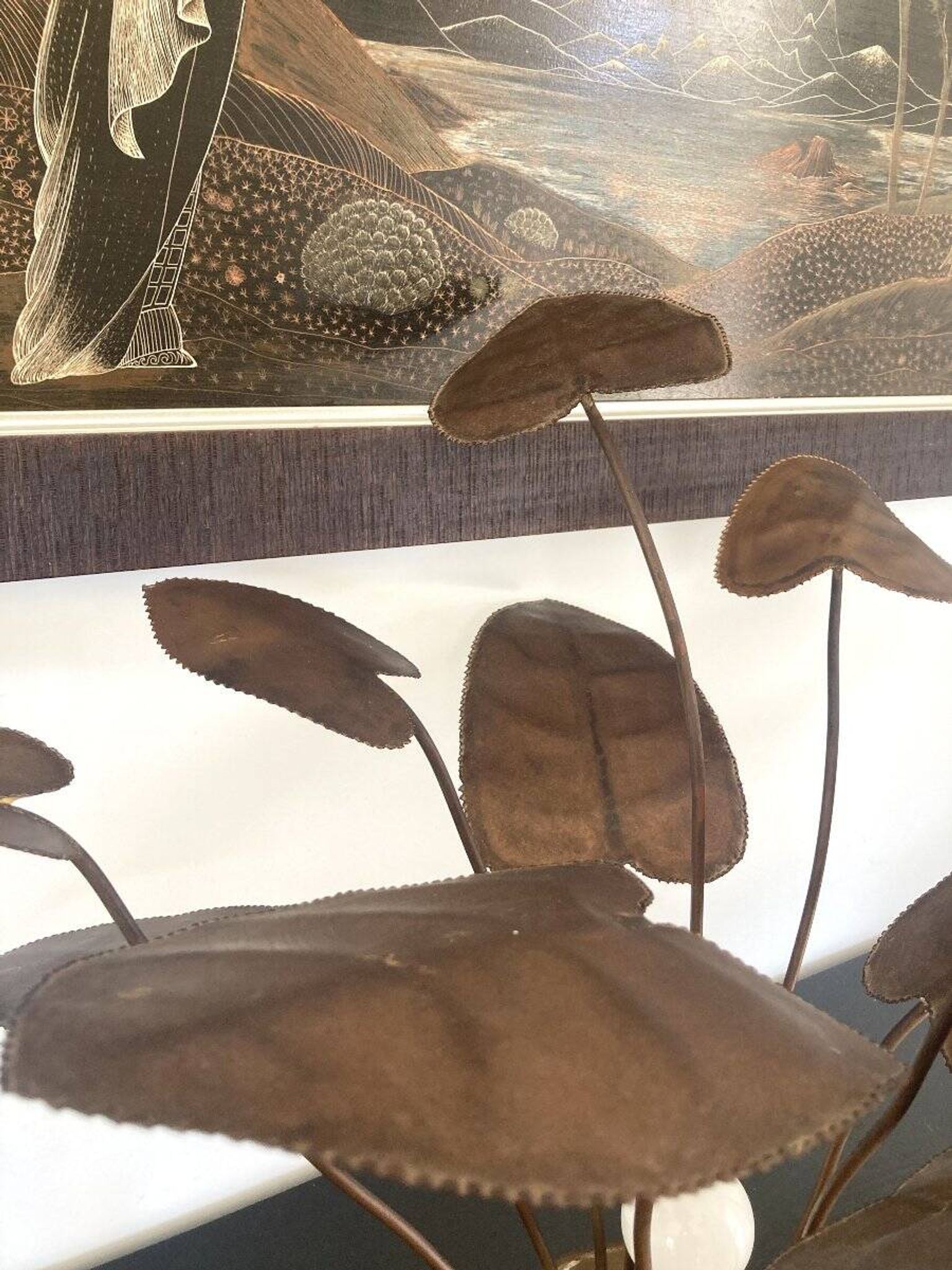 Sculptural metal lamp, 1960s/70s