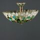 Lustre ancien style Tiffany en laiton et verre, Italie, XXe siècle