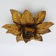 Wall light, ceiling light sun foliage in gold metal, vintage ceiling light. Italy 70s