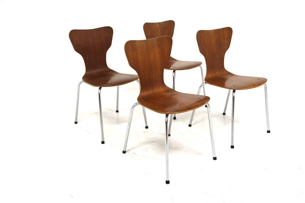 Set of 4 Scandinavian teak chairs, Sweden, 1980