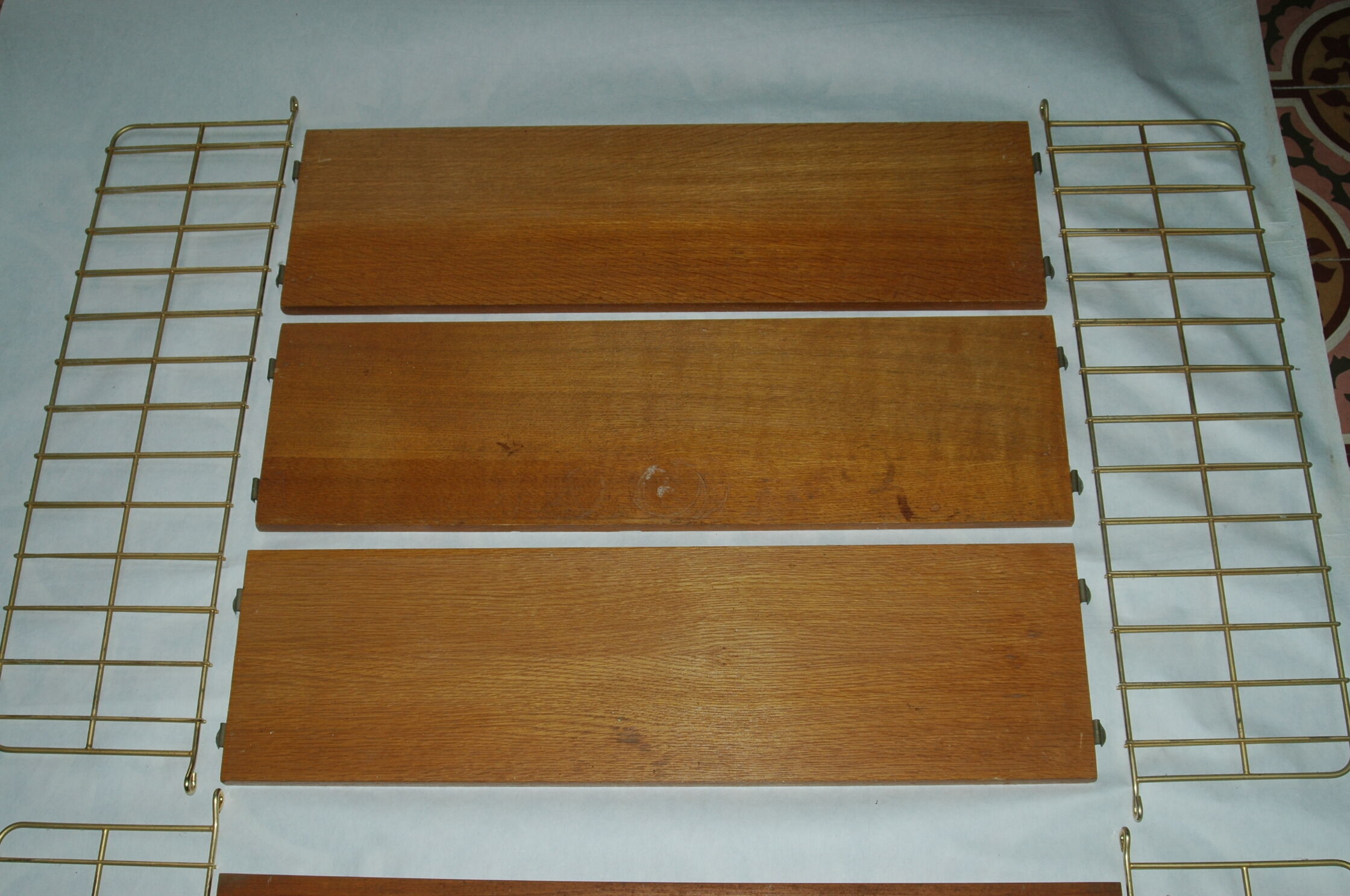 Pair of wooden metal shelves design 60