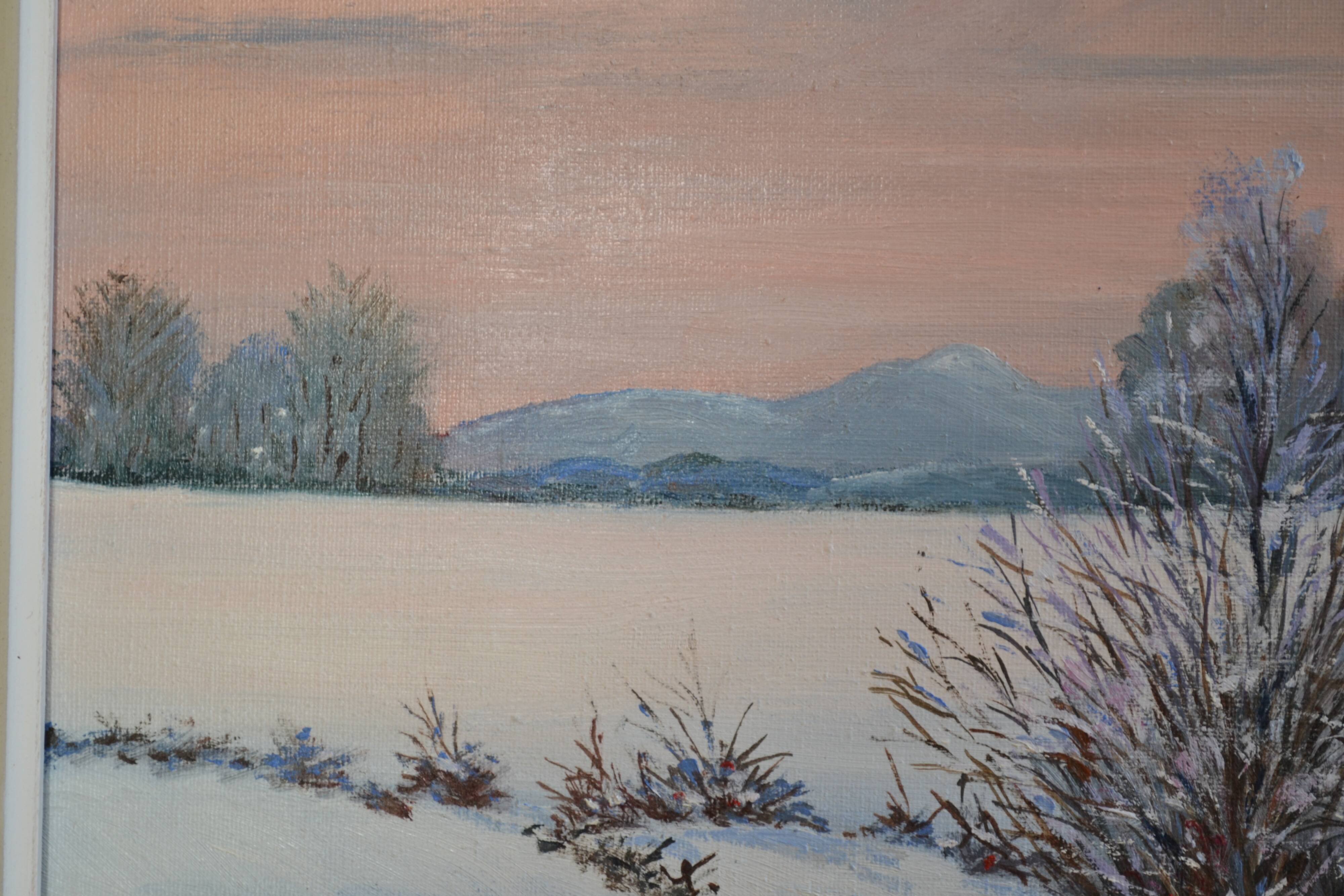 Rateau "Snowy landscape" framed HST painting