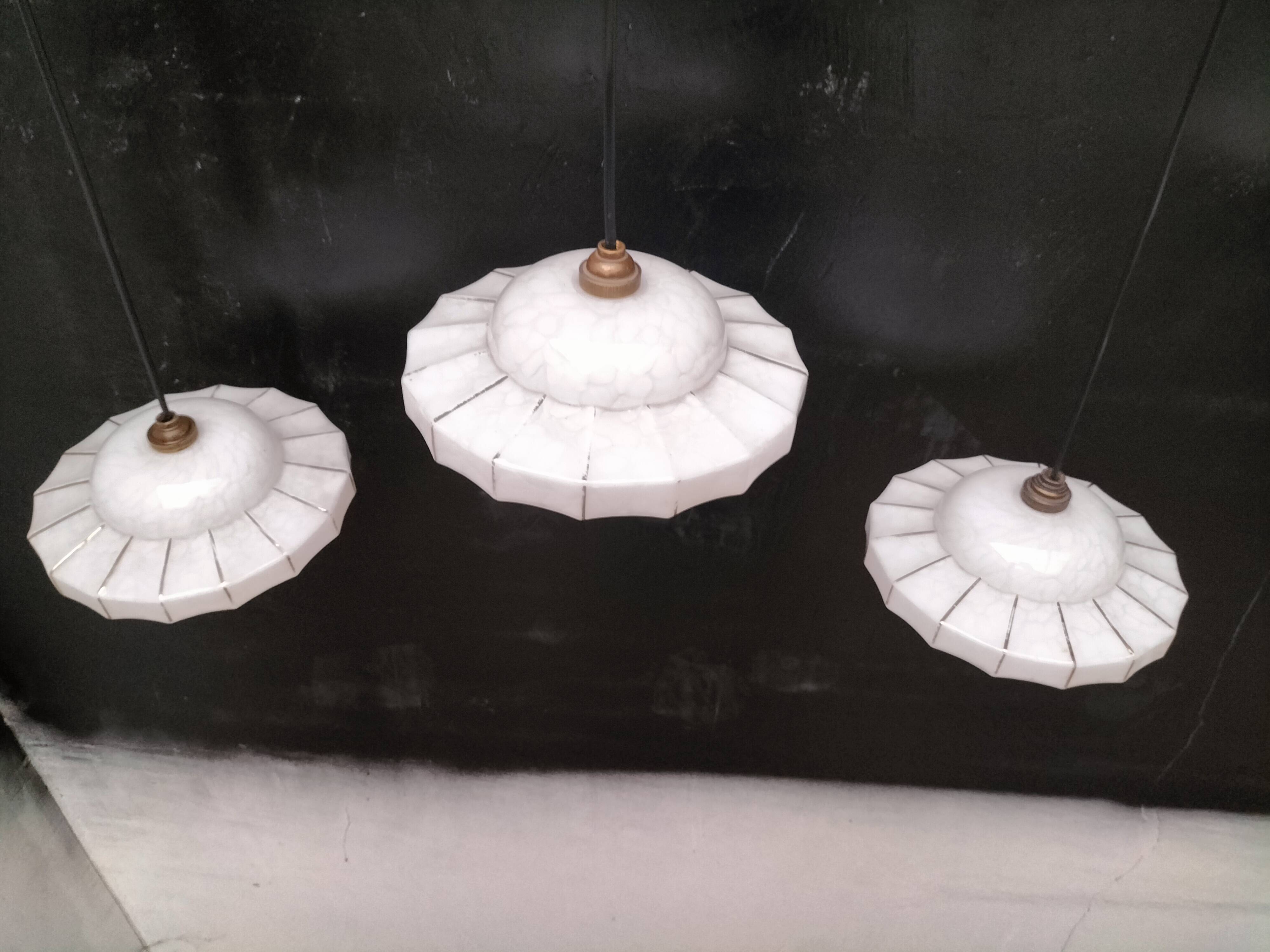 Opaline pendant lights