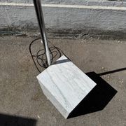 Oversized White Marble & Chrome Arc Floor Lamp — 1970s Italian Aluminum Dome