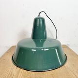 Large Industrial Petrol Enamel Factory Pendant Lamp, 1960s